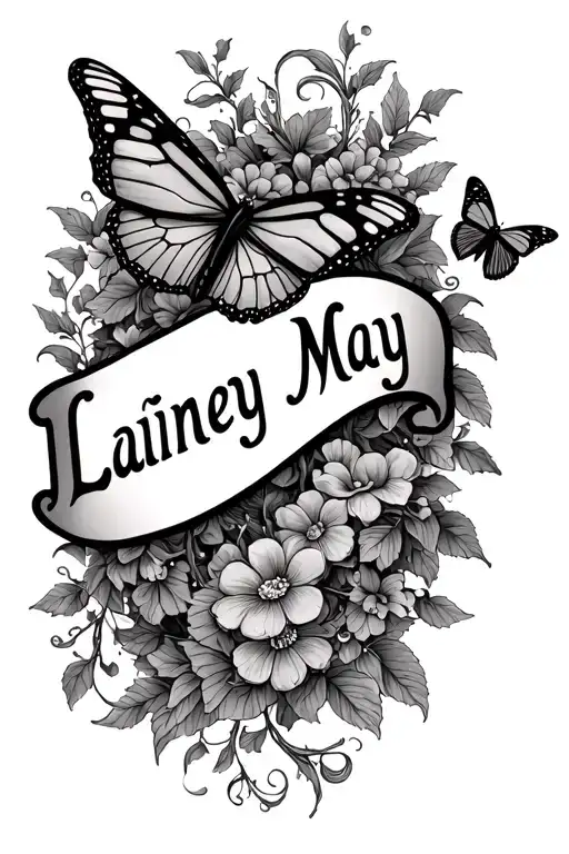 Vines And Butterflies Intertwined With The Name Lainey May