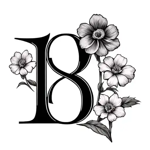 Roman Numeral 8 And Three Flowers Growing Out Of The 1'S