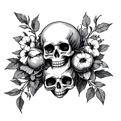 Persephone With Skull And Pomegranate