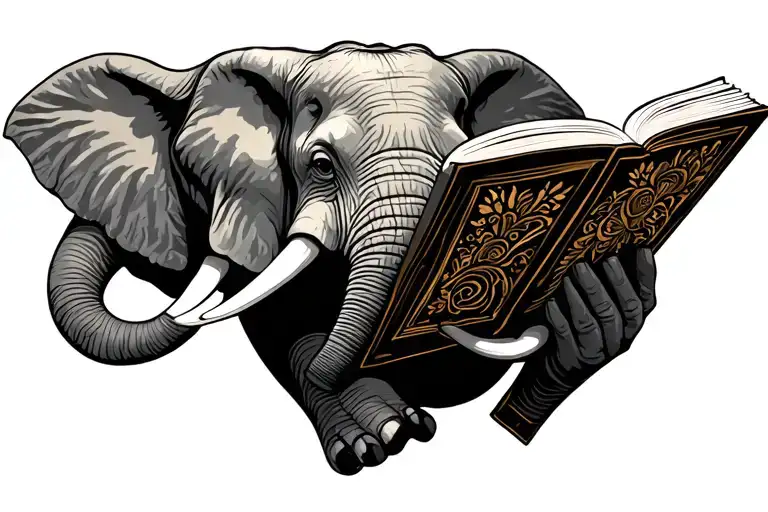 Elephant Holding Open Book