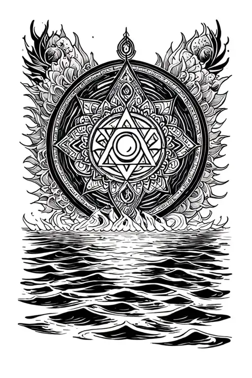 Sri Yantra Healing Energy Floating In Sea