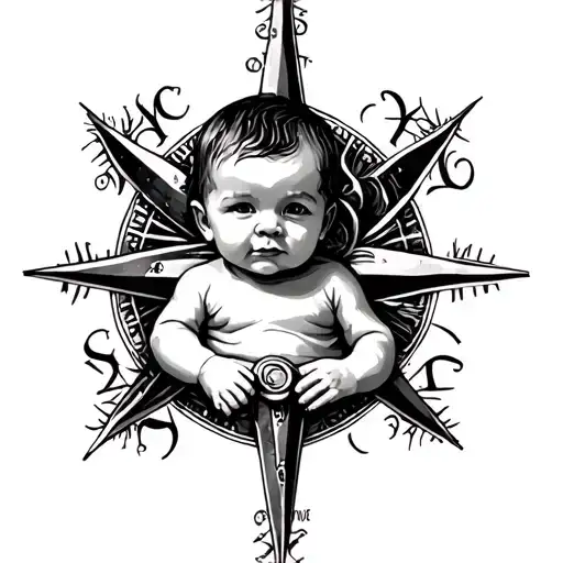 Baby Boy With Cross And Compass Surrounded