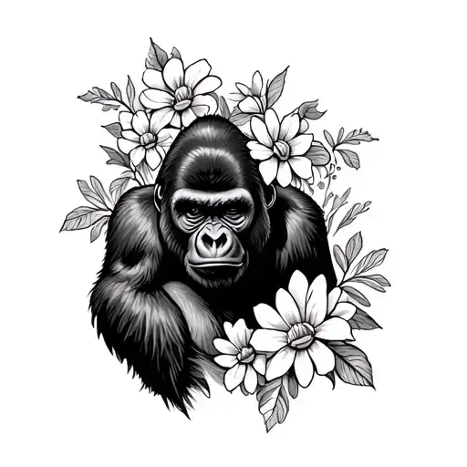 Gorilla With Flowers