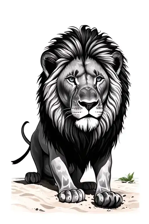 Beach And Lion Wearing