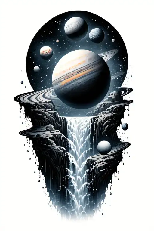 A Waterfall Of Planets Turning Into Rain Drops