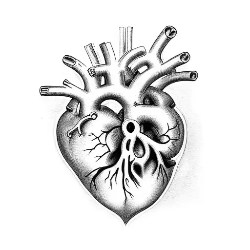 Elegant Black And Grey Anatomical Heart With A Subtle Horror Twist