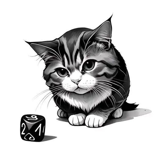 Ethereal Cat Plays With D20 Dice Rolling