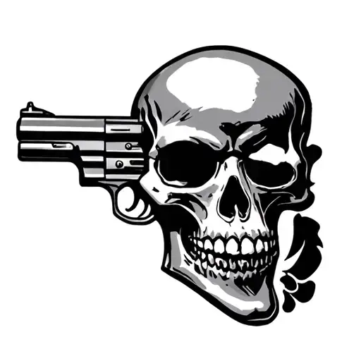 Skull With Gun Surrounded