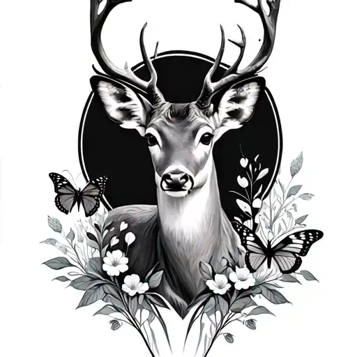 Deer And Butterflies