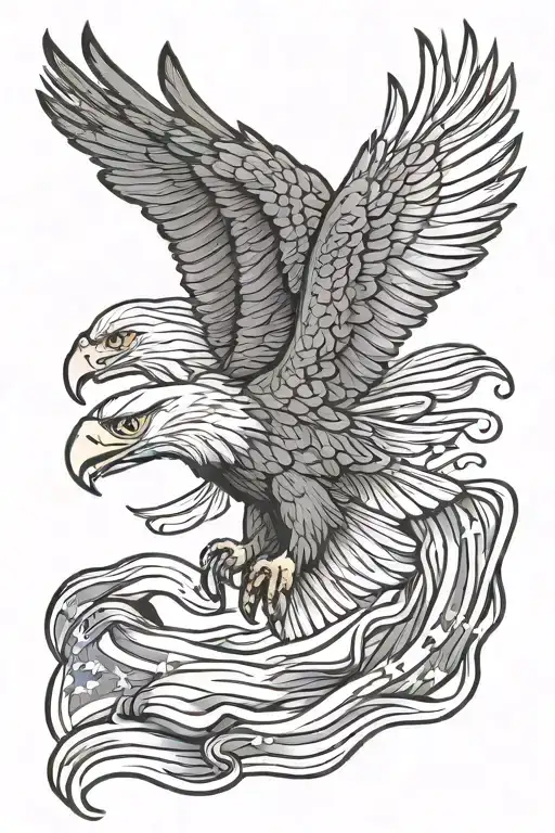 Eagle Wings And American Flag Waving