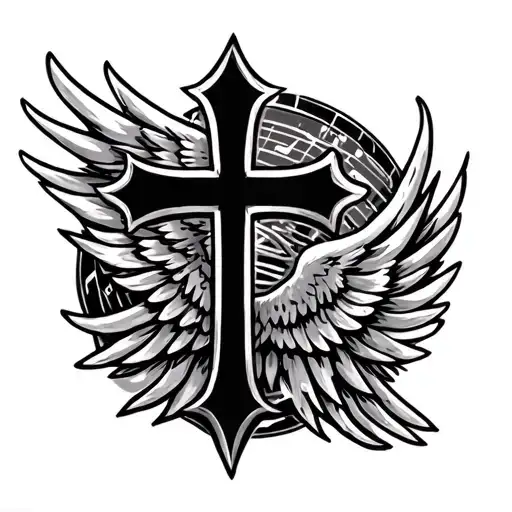 Cross Music Notes Angle Wing