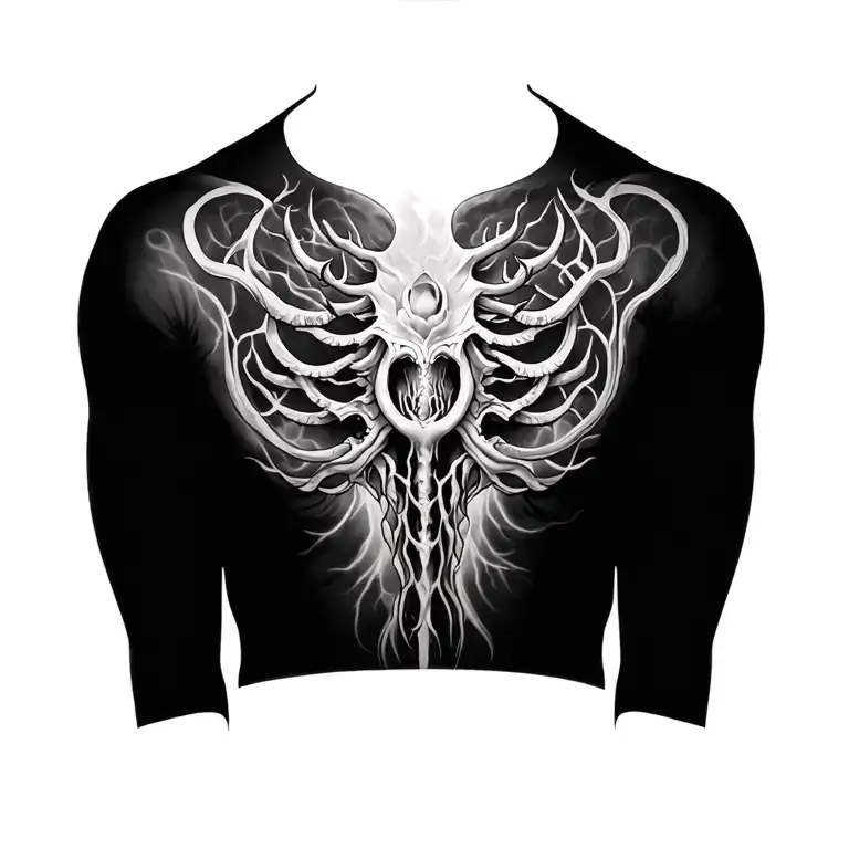 Full Chest Tattoo Representing The Beginning Of Life