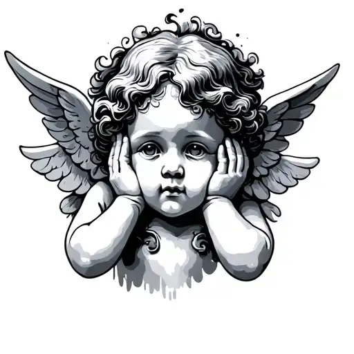 Cherub Covering Ears Turned