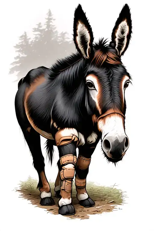 Donkey With A Cast On Its Leg