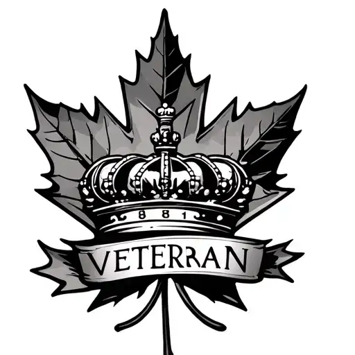 Maple Leaf With Crown In The Center With Veteran Banner Below With 1988 - 2011