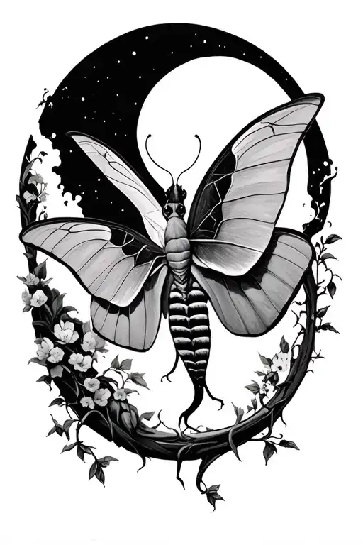 Luna Moth Moon Merging Together