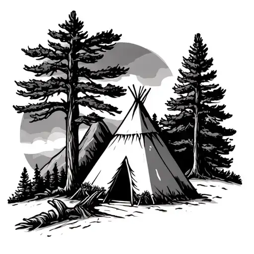 Tepees And Tree's Mountain