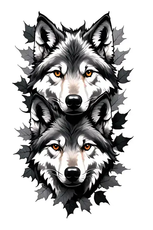 4 Wolfs Face Leaf Oak Leaf