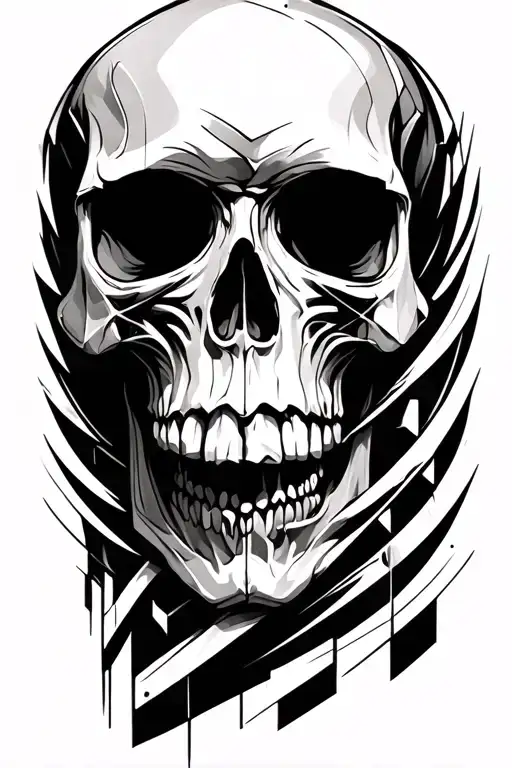 Skull And Geometrical Lines Forming