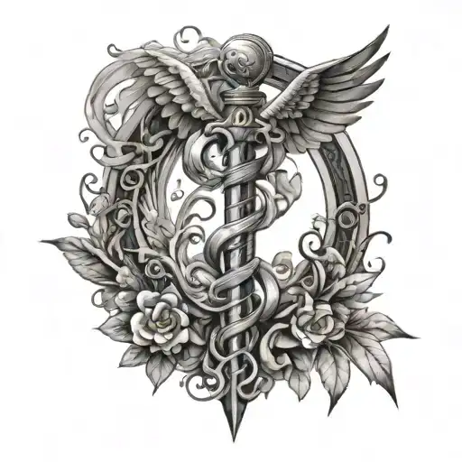 A Biologist's Interpretation Of The Caduceus Symbol Incorporating Elements Of The Ocean
