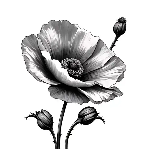 Black And White Poppy