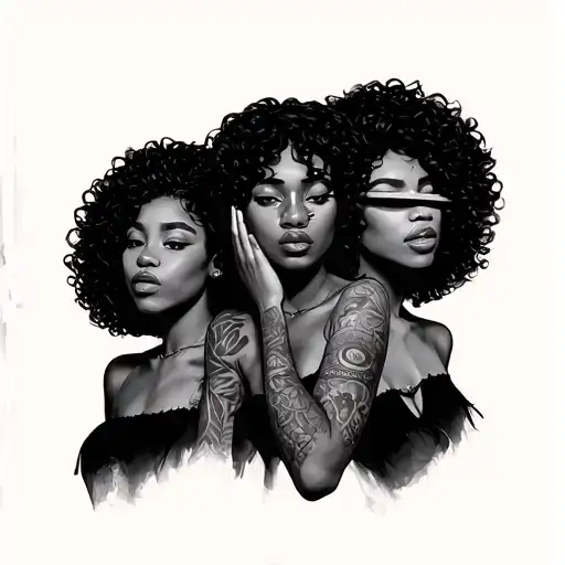 See No Evil Hear No Evil Three Women Posing With Curly Hair And African Features