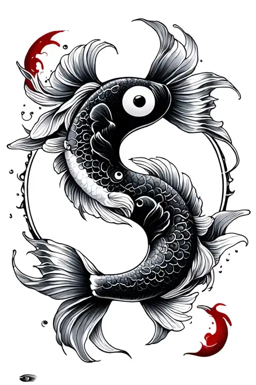 Yin And Yang With Koi Fish Swimming
