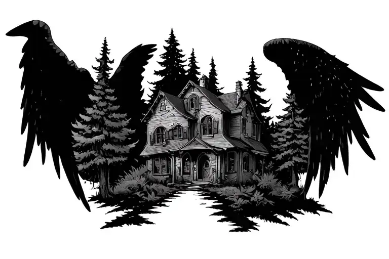 Angel Hounted House Trees Forest