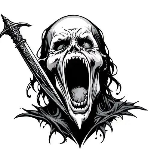 Ghoul Screaming Pinned With Dagger For