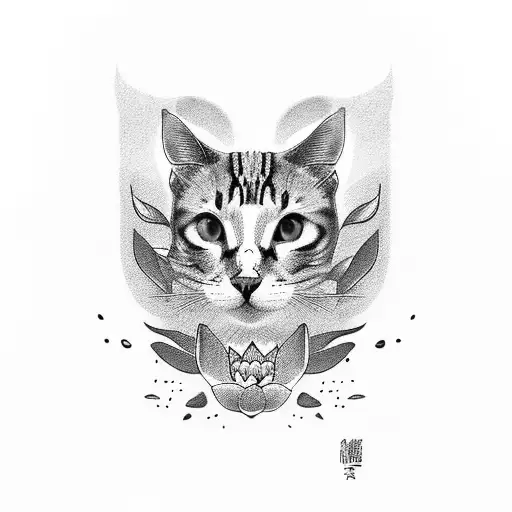 Lotus Flower Hiding Cat's Face