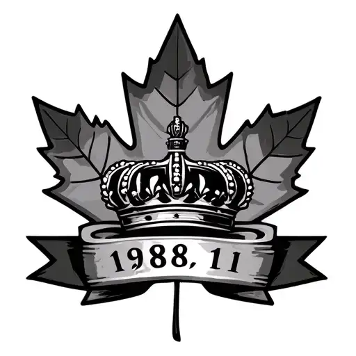 Maple Leaf With Crown In The Center With Veteran Banner Below With 1988 - 2011