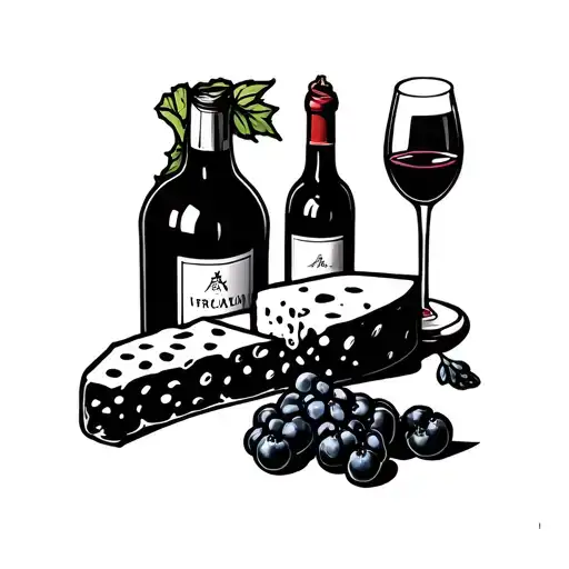 One Line Wine And Cheese