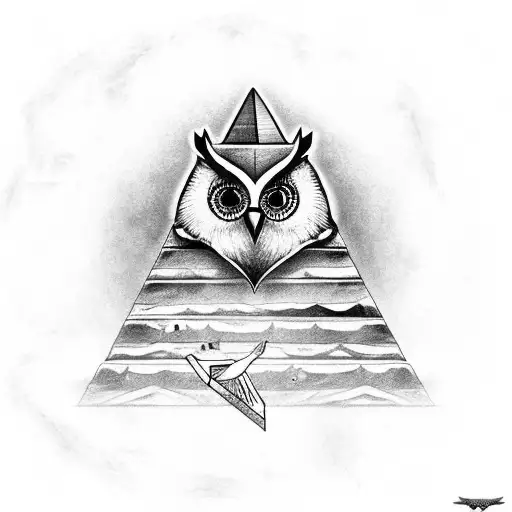 Owl Perched On A Pyramid With The Eye Of Horus Inside