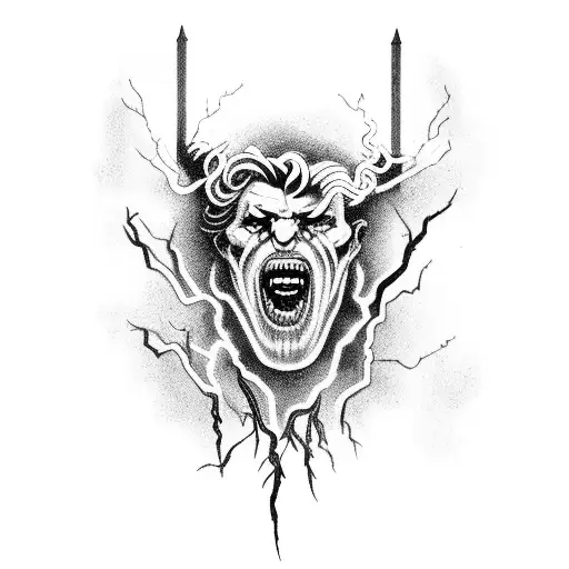 Zeus With Lightning Bolts And Scary Eyes