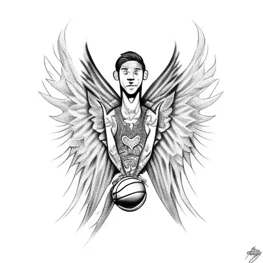 Basketball Player With Angel Wings