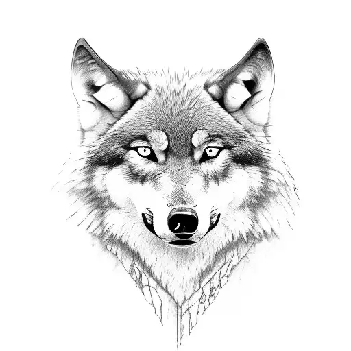 Wolf Drinking From A River