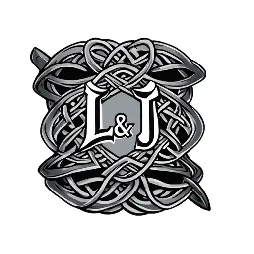 Celtic Arm Band With Initials L & J
