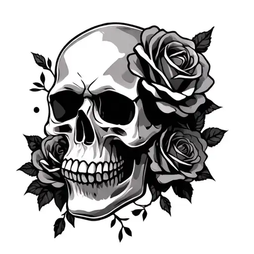 Skull With Roses Design