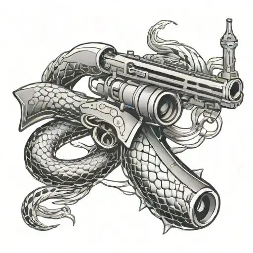 Rifle With Snake Wrapped