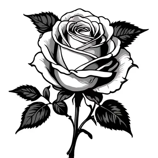 Rose With Stem Outline