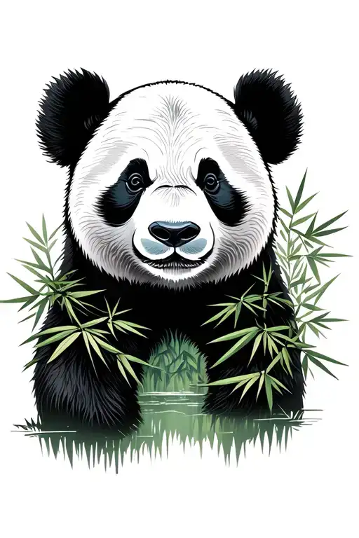 Panda Head With Bamboo Forest