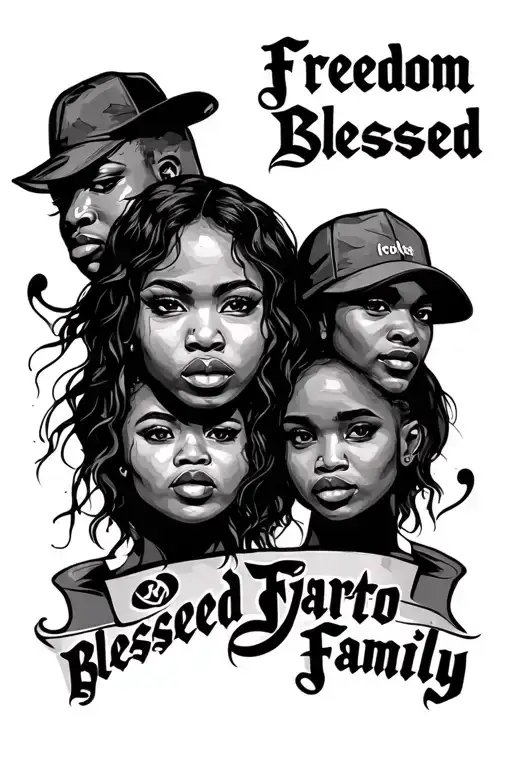 Freedom Blessed Family Written Thug Faces