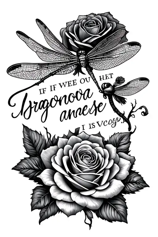 Tiger Roses Dragonfly Flying Branched Sticking Quote
