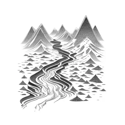 A Serene Mountain Landscape With A Winding River Flowing Through It