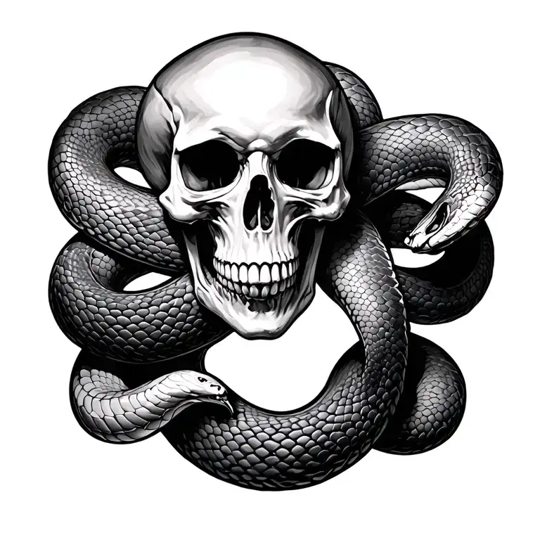 Skull And Snake On Back