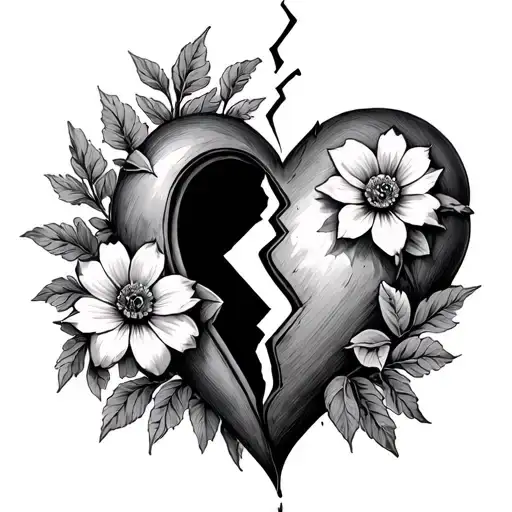 Broken Hearth On Half And From Broken Part Growing Up The Flowers