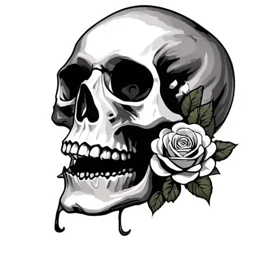 Skull With Roses Design