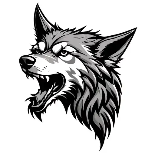 Viking Traditional Style Tattoo Of A Wolf Head Facing Forward