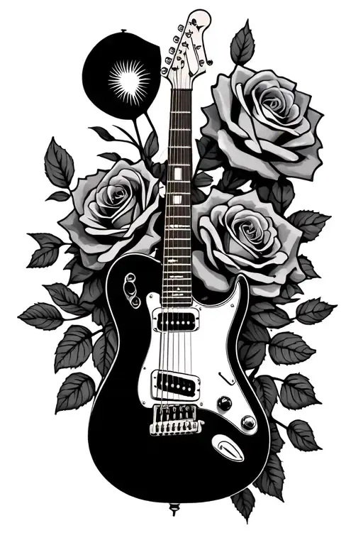 Electric Guitar And Neuroscience With Roses Realism