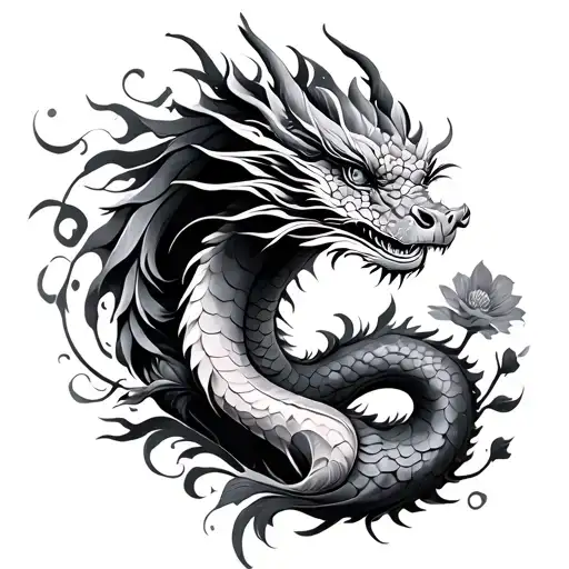 Feminine Dragon With Floral Patterns